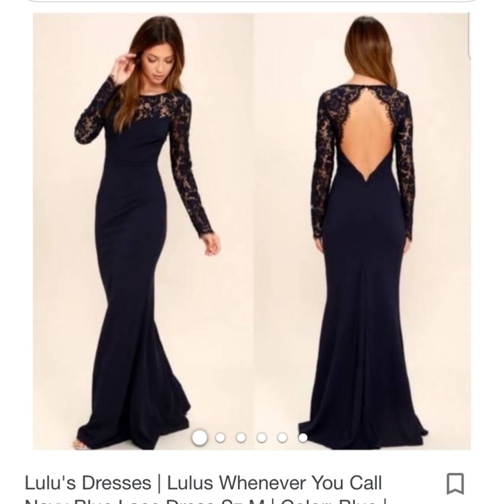 LuLus long sleeve navy blue dress